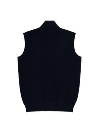 AMUNDSEN Men's 5mila Knitted Vest in faded navy - men's jacket - detail view