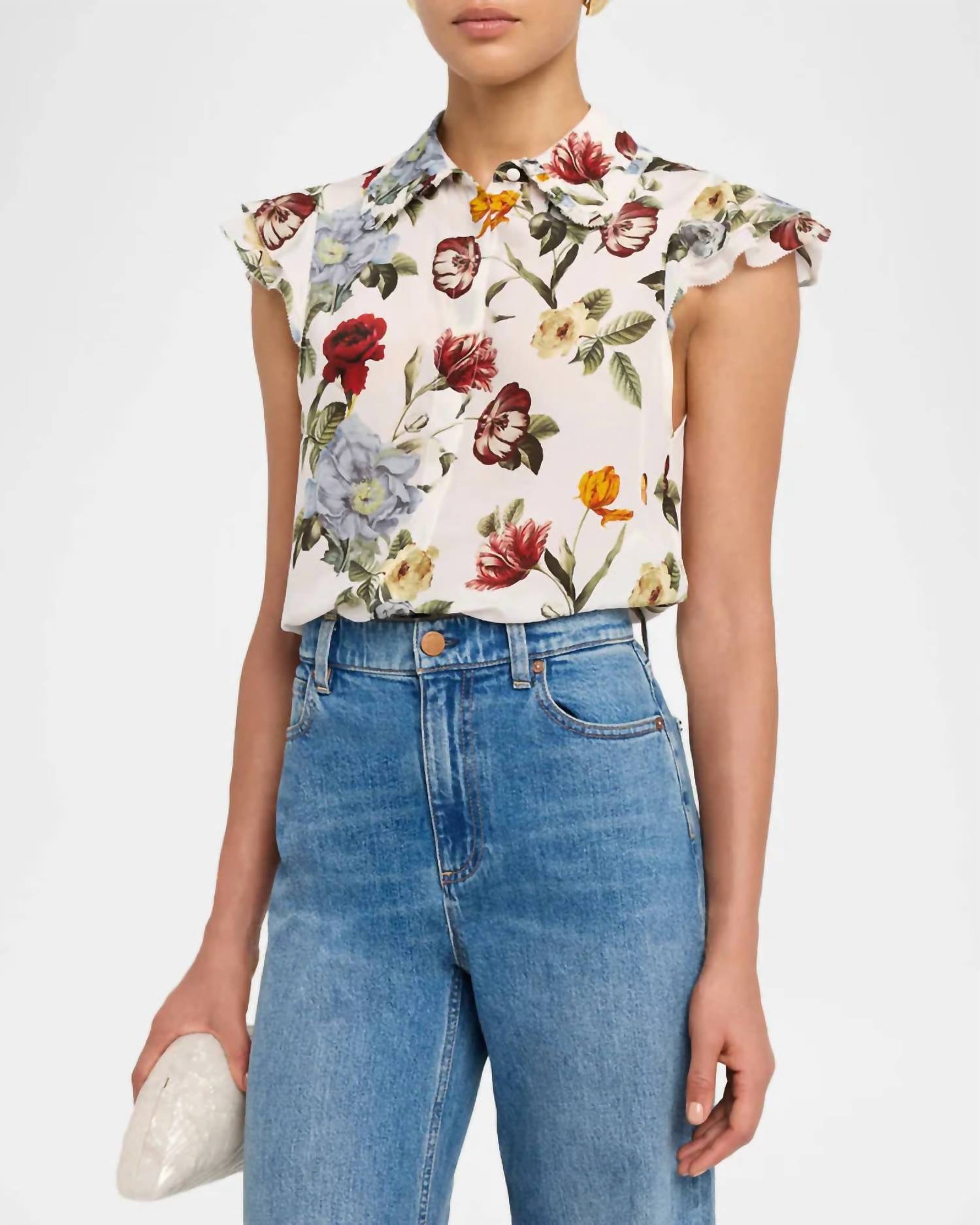 Alice + Olivia - Martel Flutter Sleeve Blouse