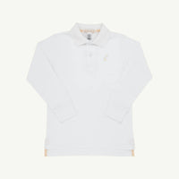 The Beaufort Bonnet Company Kid's Long Sleeve Prim & Proper Polo in white - kids' shirt
