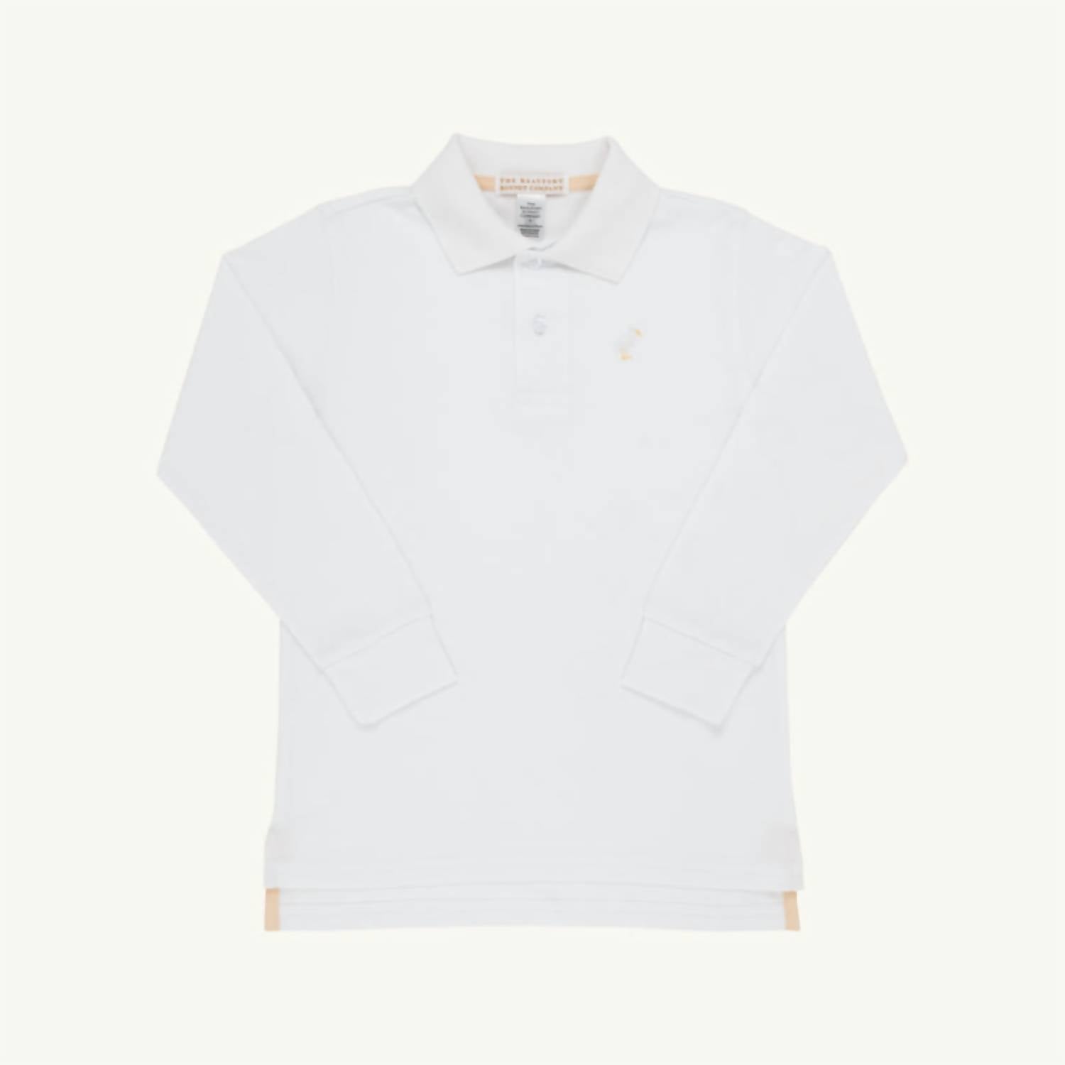 The Beaufort Bonnet Company Kid's Long Sleeve Prim & Proper Polo in white - kids' shirt