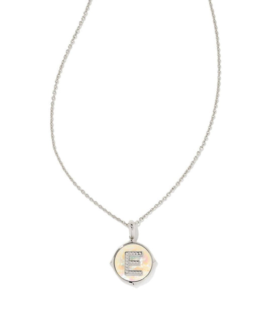 Letter E Disc Reversable Pendant Necklace