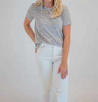 KLd. Signature Olivia Top in grey animal print - women's t-shirt