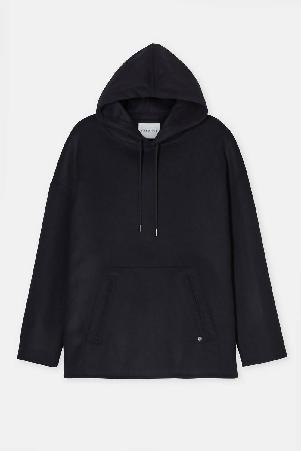 CLOSED Hooded Wool Sweatshirt in black - men's shirt - view 4