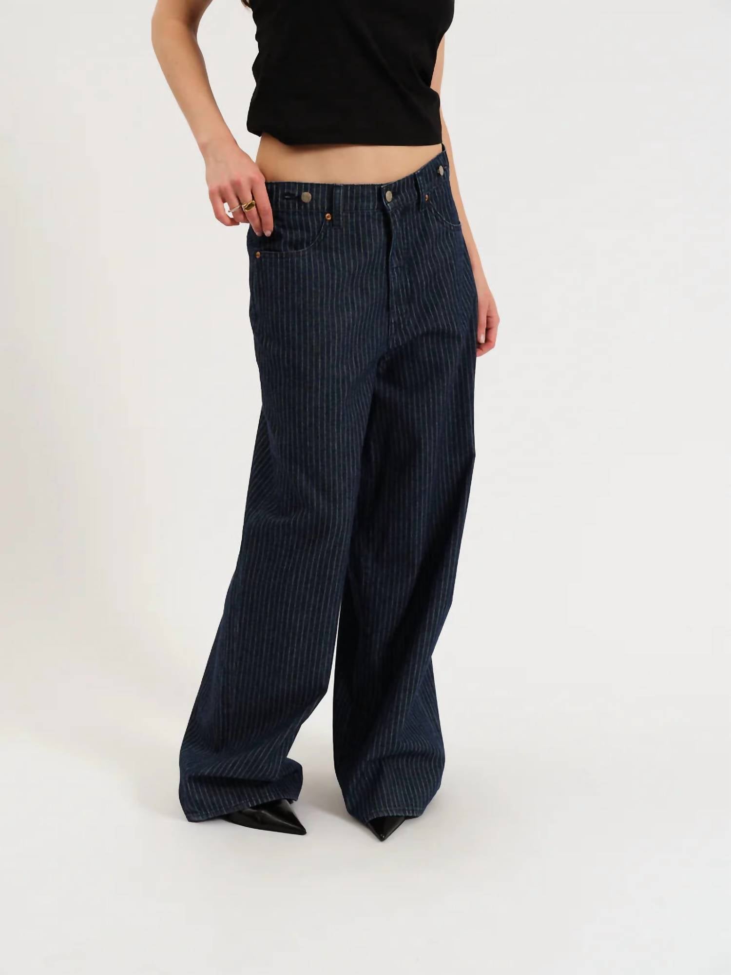 DAZE Highland Baggy Jeans in pinstripe - women's jeans - detail view