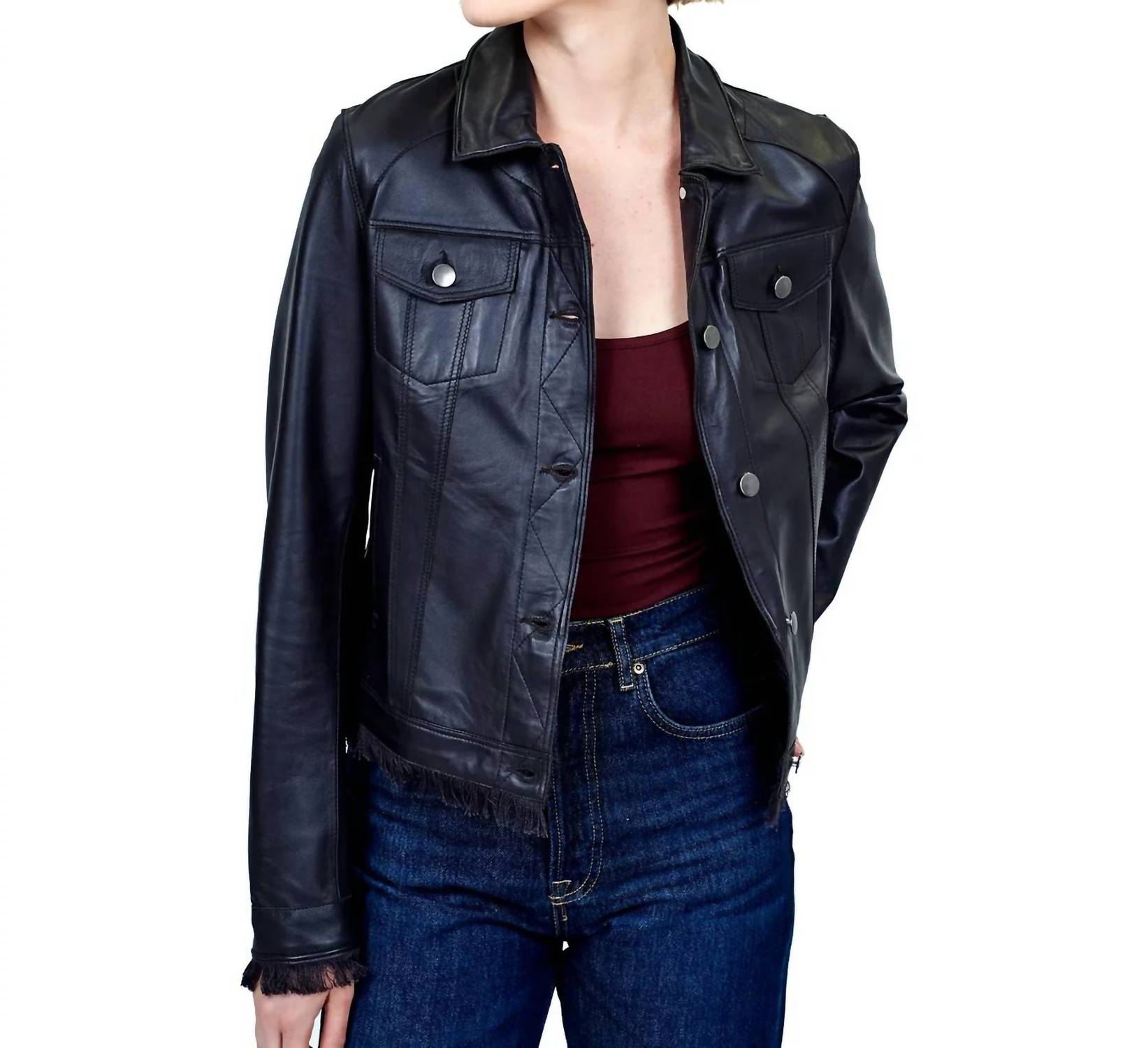 Jakett - Alexa Cropped Leather Jacket