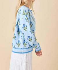 Main Strip - Floral Jacquard Sweater Knit Cardigan Top