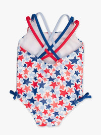 Rufflebutts - Girl's Shimmer Star-spangled Cross-back Swimsuit