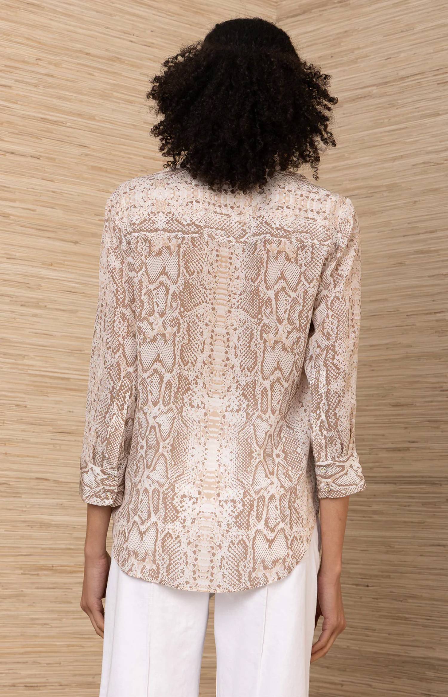 HALE BOB Rosalina Silk Top in beige - women's blouse - detail view