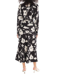 ALLISON NEW YORK Satin Reese Skirt in black ivory floral - women's skirt - detail view