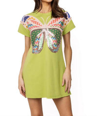 Queen Of Sparkles - Patchwork Butterfly Tee Dress