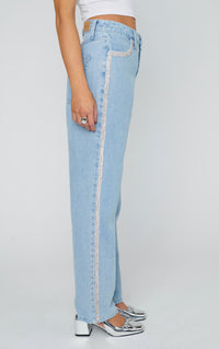 Show Me Your Mumu Icon Straight Leg Jeans in indigo rhinestone trim - women's jeans - alternate view