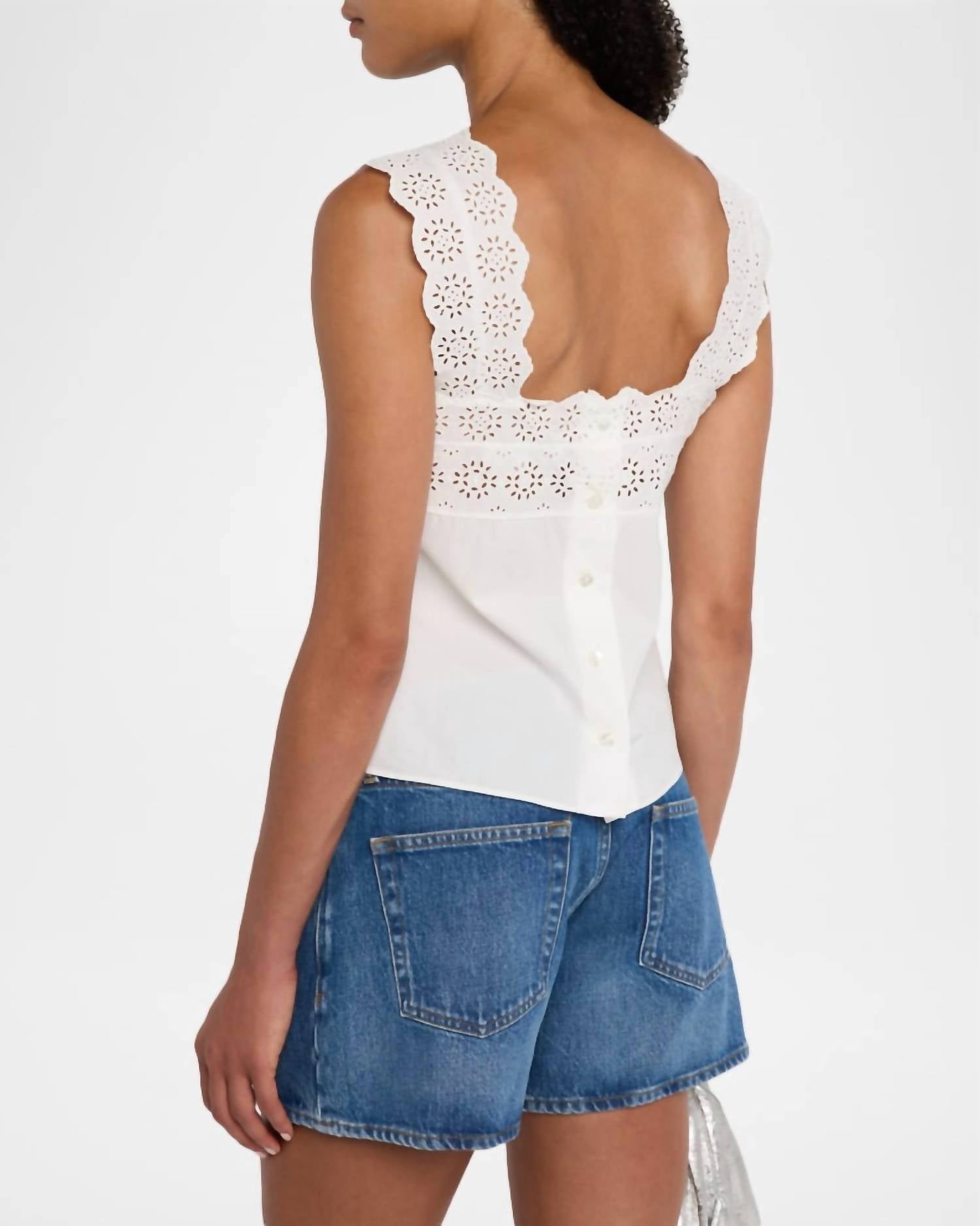 Frame - Eyelet Square Neck Tank Top