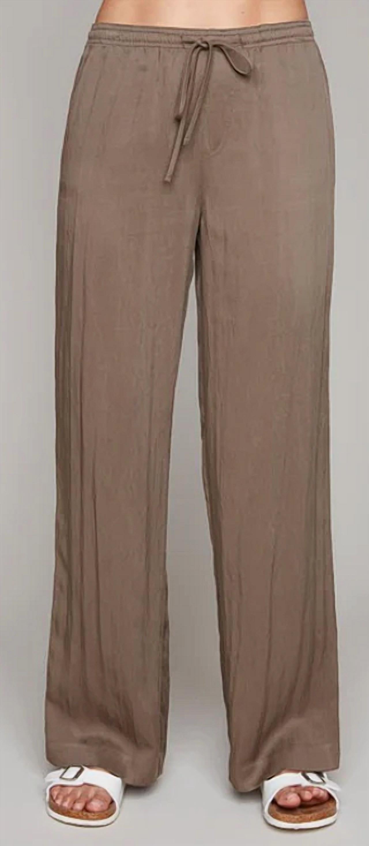 Carre Noir Drawstring Elastic Waist Pant in mink - women's pants