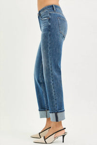 Risen - Slouchy Straight Leg Cuffed Hem Jeans