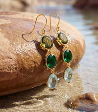 Schmuckoo - Women's Triple Drop Gemstone Earrings