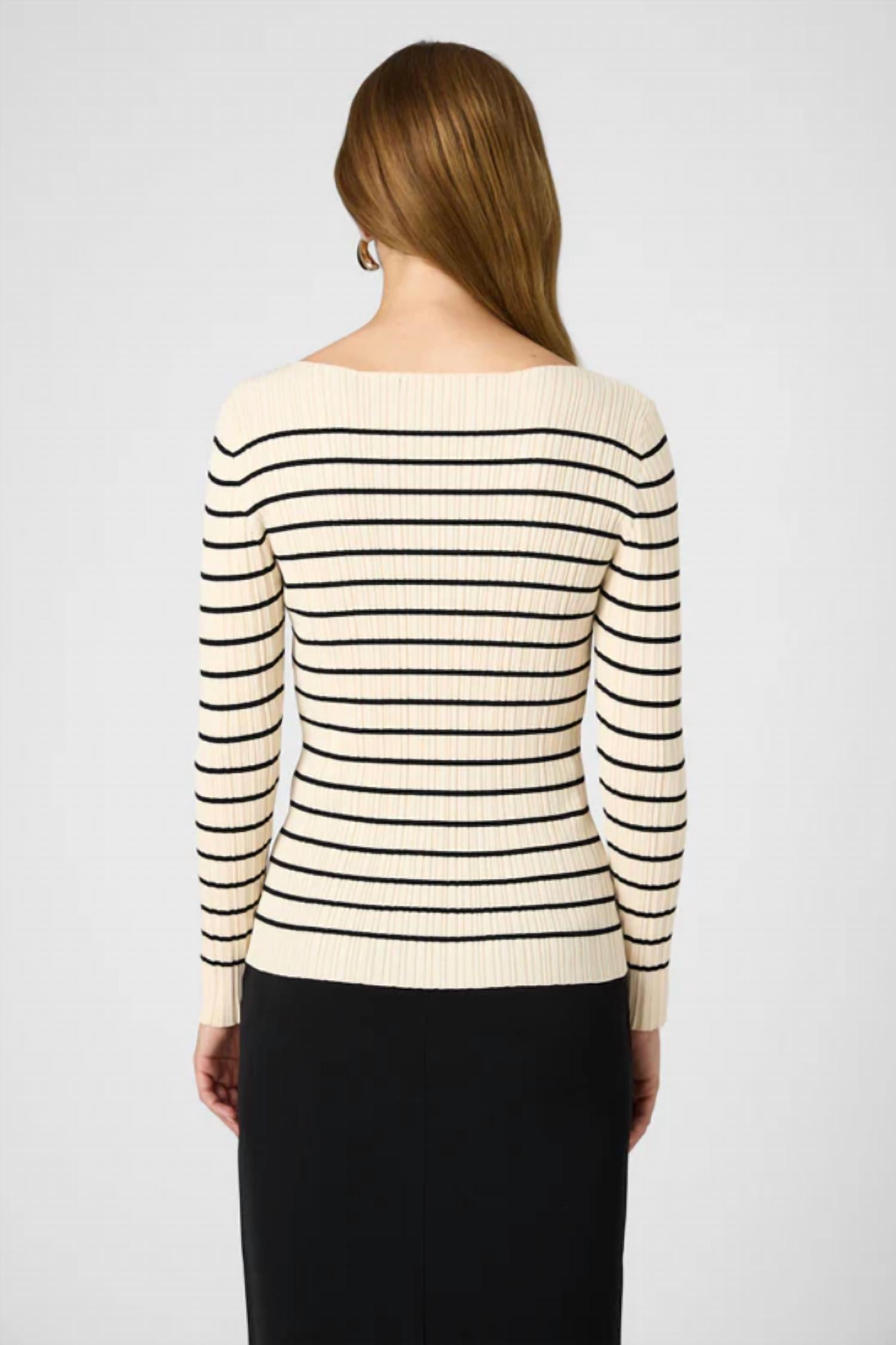 French Connection - Stripe Crinkle Knit Sweater