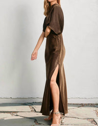 Dress Forum - Satin Blouson Maxi Dress