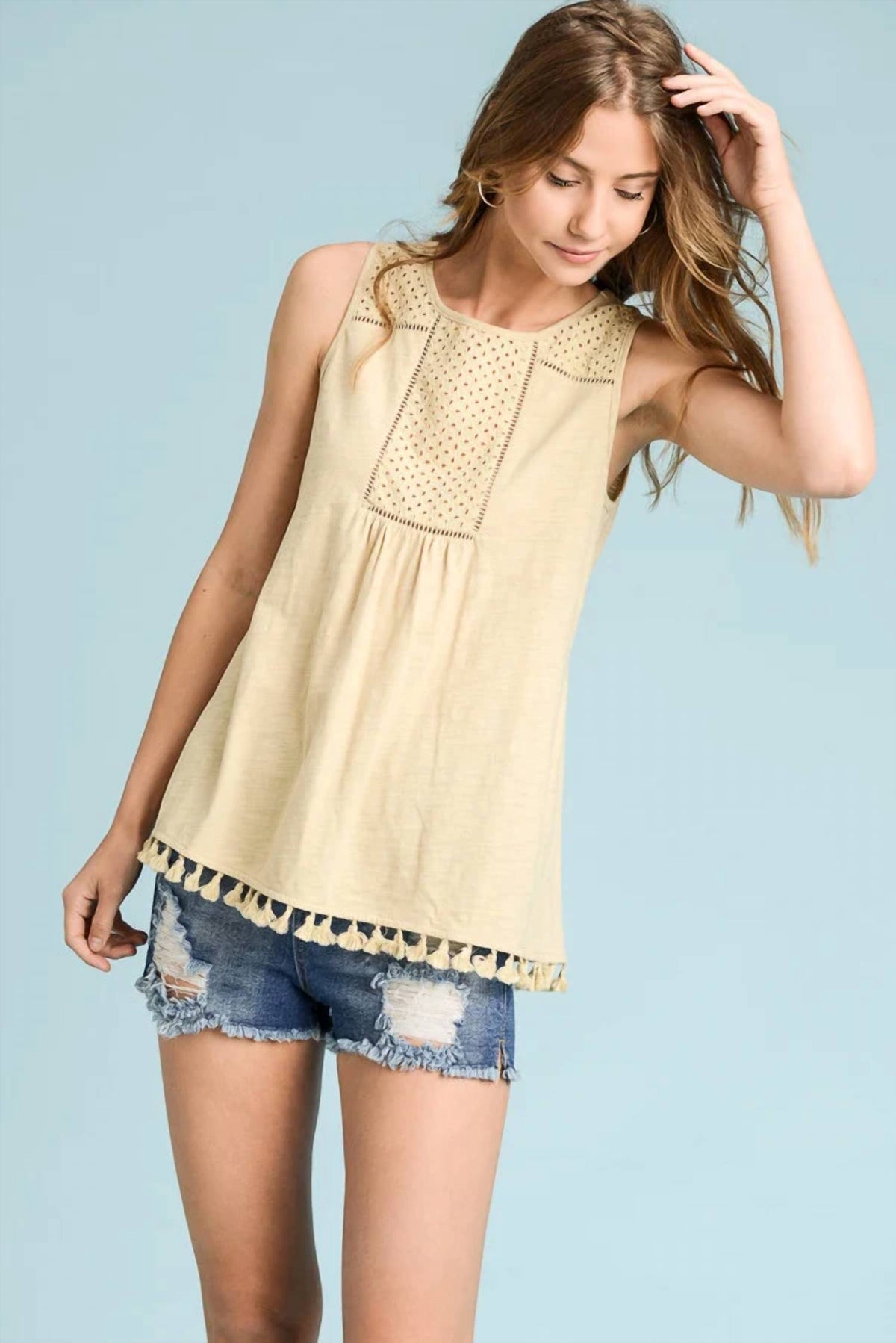 Doe And Rae - Amelia Eyelet Sleeveless Top