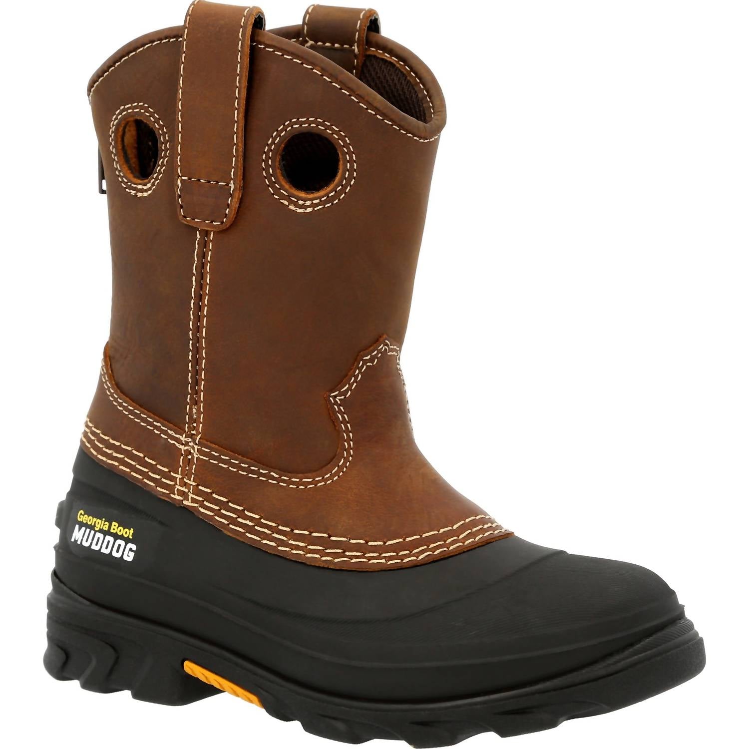 Georgia Boot Little Kid's Muddog & Leather Boots in brown and black - kids' boots