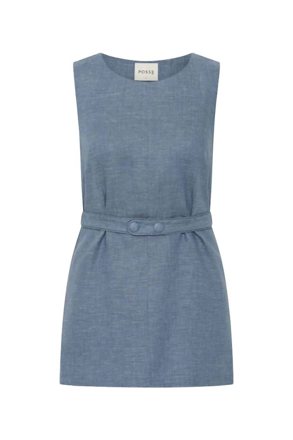 POSSE Thea Sleeveless Tunic in steel blue - women's shirt - view 4
