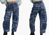 Free People - Good Luck Printed Barrel Jeans