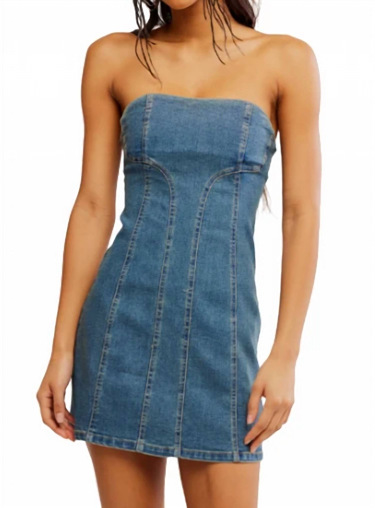 Free People - Alexa Denim Mini Dress