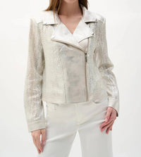 Joseph Ribkoff - Faux Suede Foiled Moto Jacket