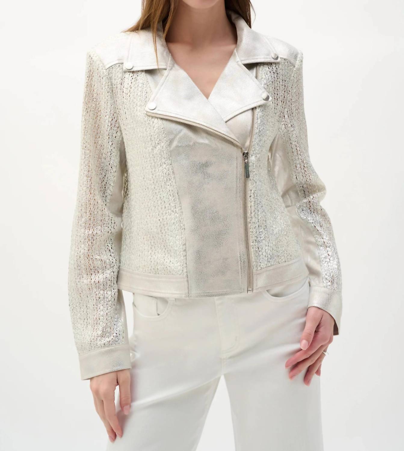 Joseph Ribkoff - Faux Suede Foiled Moto Jacket