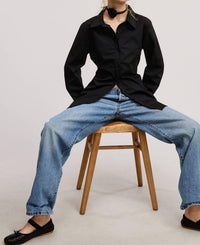 Mimosa - Back Self-tie Fitted Collared Shirt