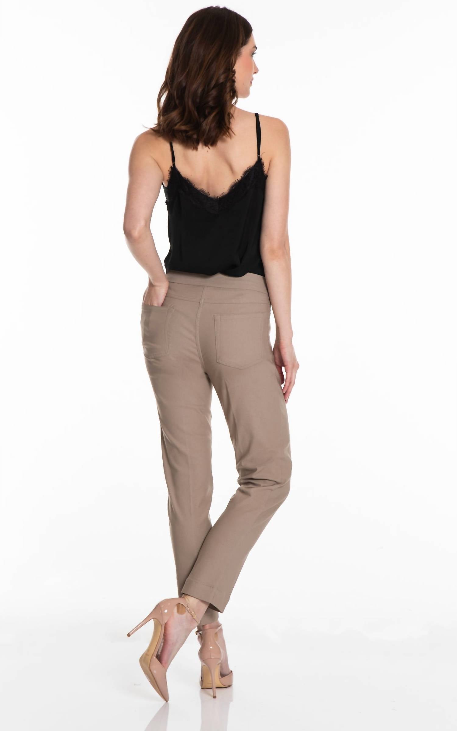 Multiples Pull-on Ankle Pants in stone - women's pants - alternate view