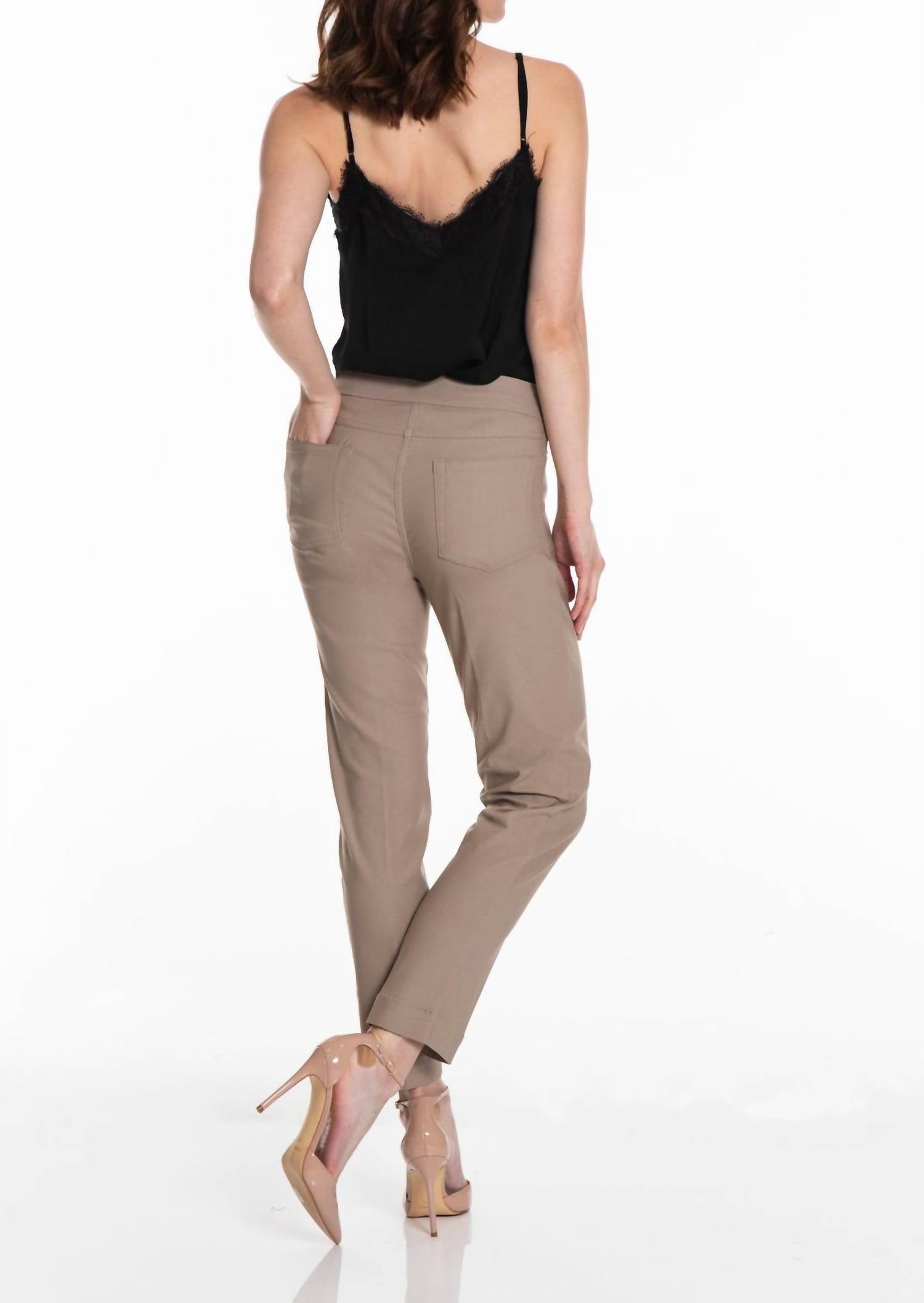 Multiples Pull-on Ankle Pants in stone - women's pants - detail view