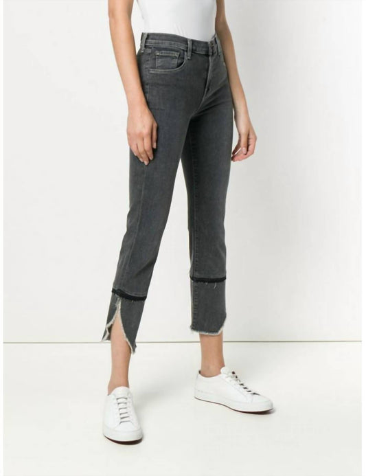 J Brand - Ruby High Rise Asymmetrical Fray Straight Leg Crop Jeans