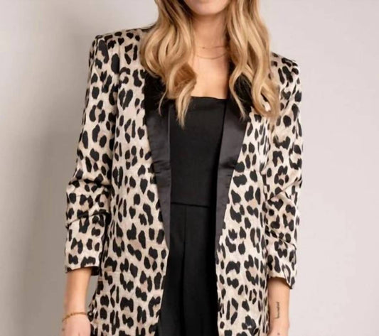 Plus Leopard Satin Blazer