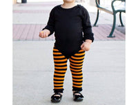 RuffleButts Babies And Toddlers Halloween Tights in black orange - kids' accessory - alternate view