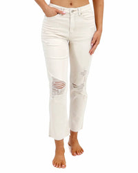 Grace And Lace - Mel's Favorite Straight Leg Cropped Denim Jeans