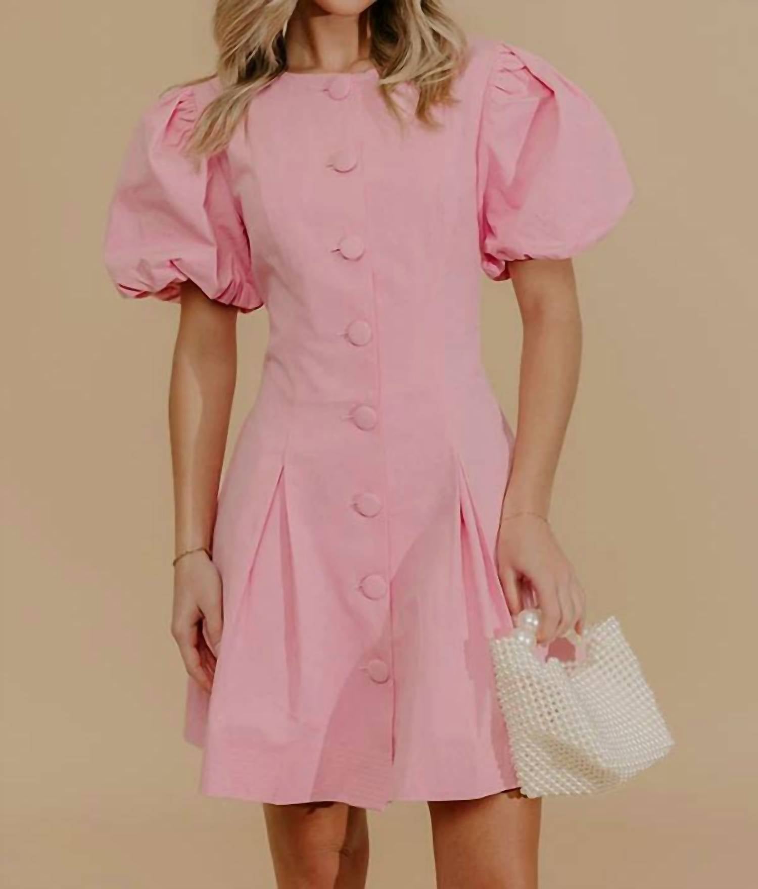 Tcec - Elsie Puff Sleeve Button Down Mini Dress