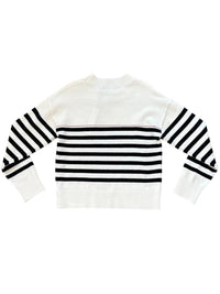 Central Park West - Women's Emily Striped Sweater With Embroidered Heart