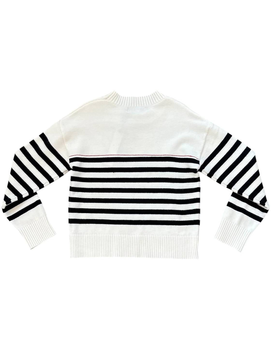 Central Park West - Women's Emily Striped Sweater With Embroidered Heart
