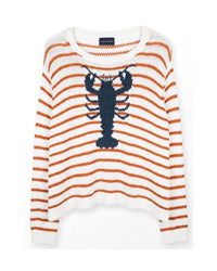 Wooden Ships - Women's Lobster Striped Crew Sweater