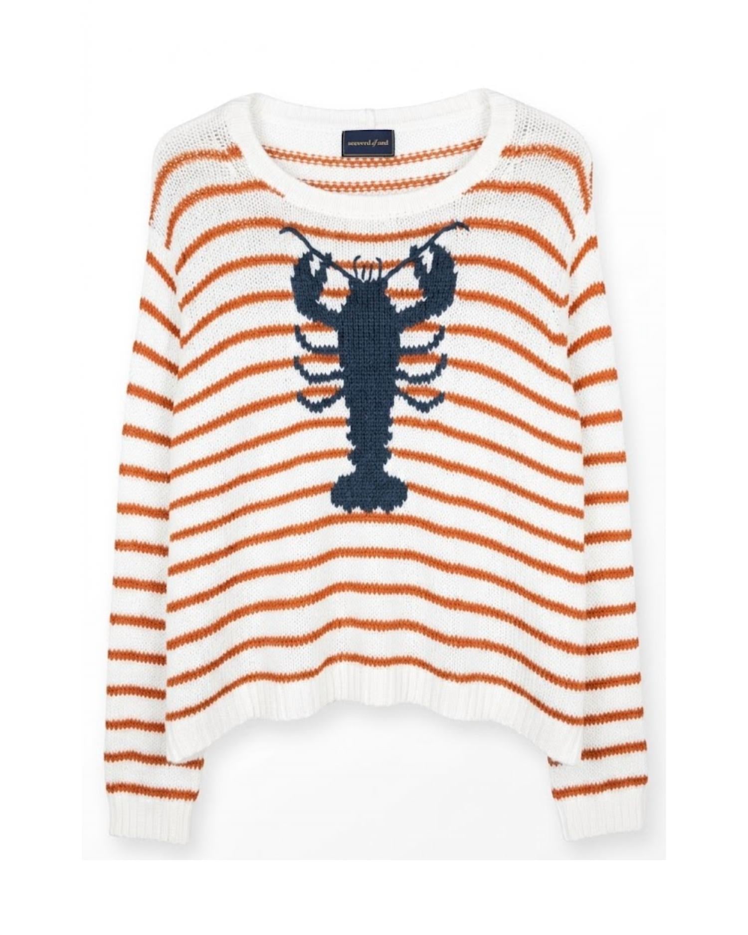 Wooden Ships - Women's Lobster Striped Crew Sweater