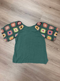 Umgee - Women's Crochet Sleeve Blouse
