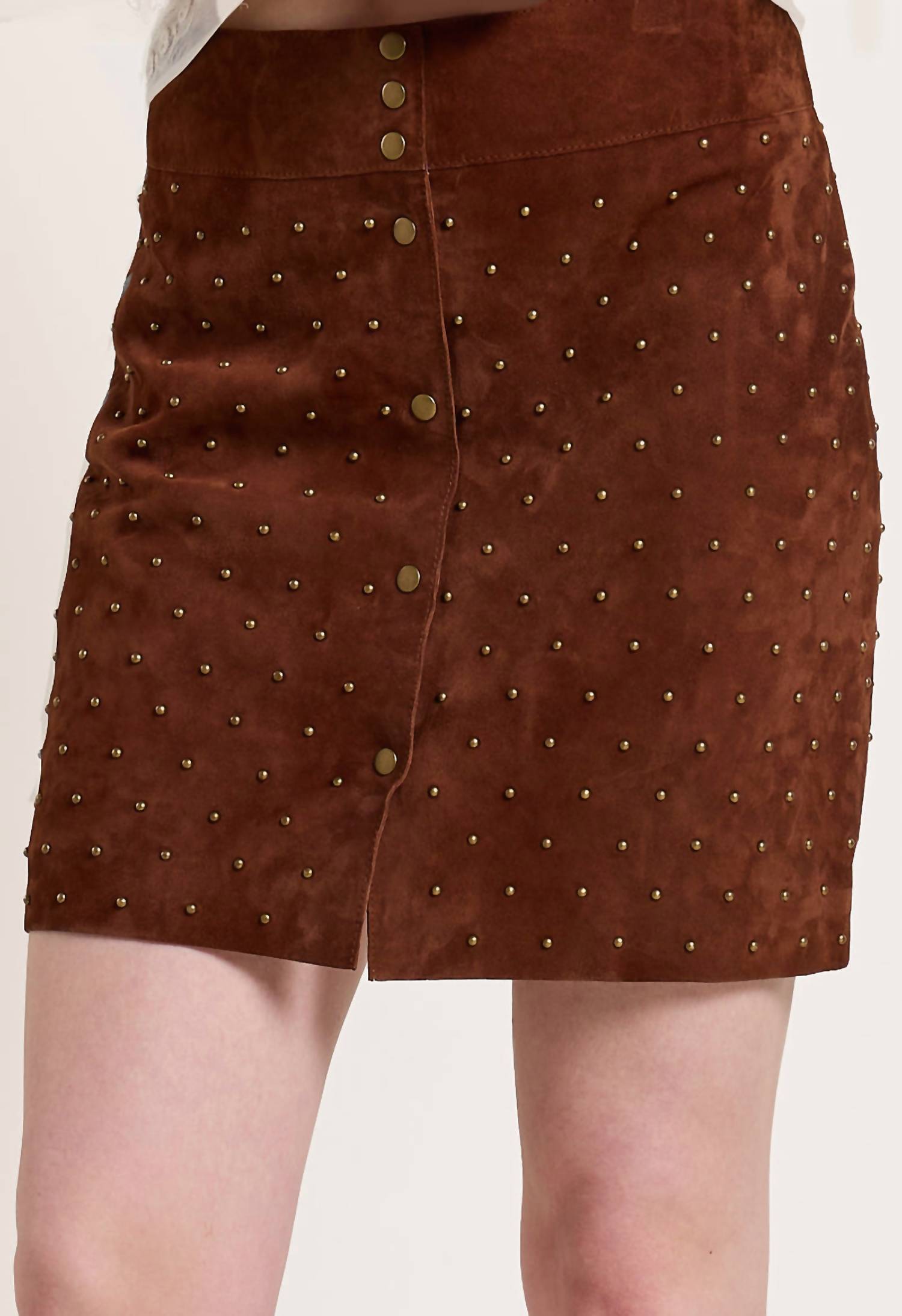 SCARLETT POPPIES Ember Suede Skirt in brown - women's skirt - detail view