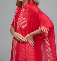 Saachi - Flowy Oversized Striped Button-up Shirt