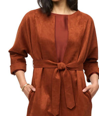 Joseph Ribkoff Scuba Suede Straight Fit Coat in cinnamon - women's jacket - alternate view