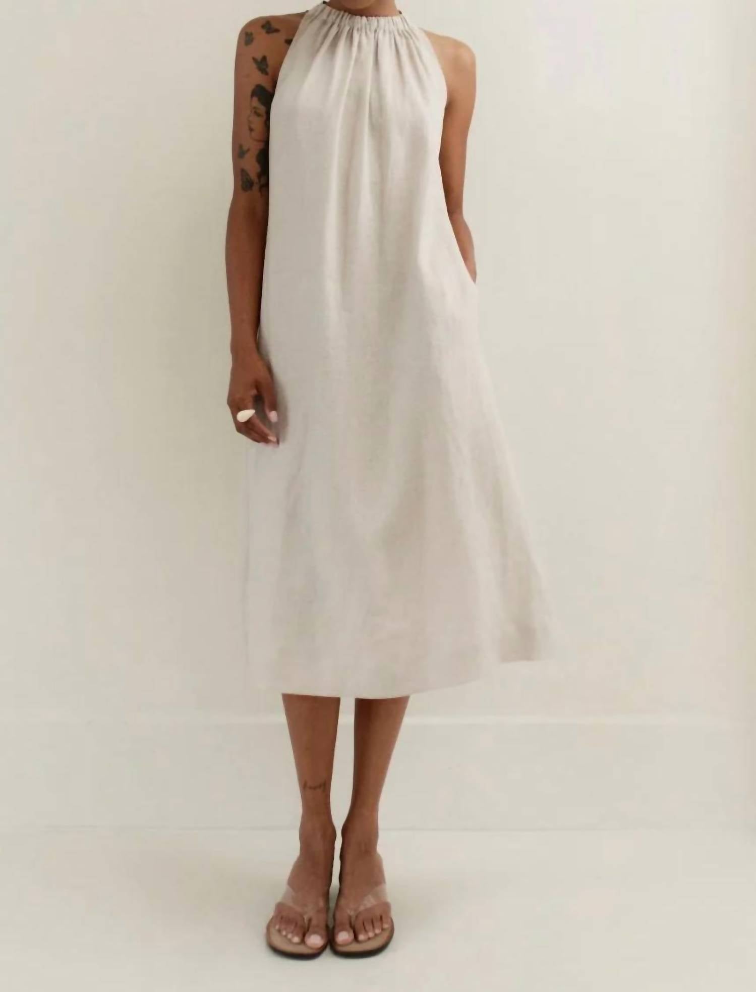 Paper Label - Lillian Linen Pocket Midi Dress