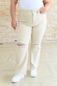 Judy Blue - High Rise Distressed Straight Jeans - Plus