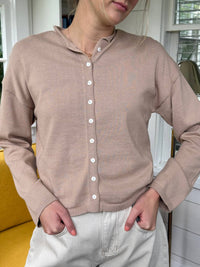 Things Between Toby Buttoned Cardigan Top in beige - women's sweater - alternate view
