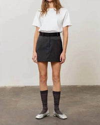 Moon River - Charcoal Stripe Mini Skirt