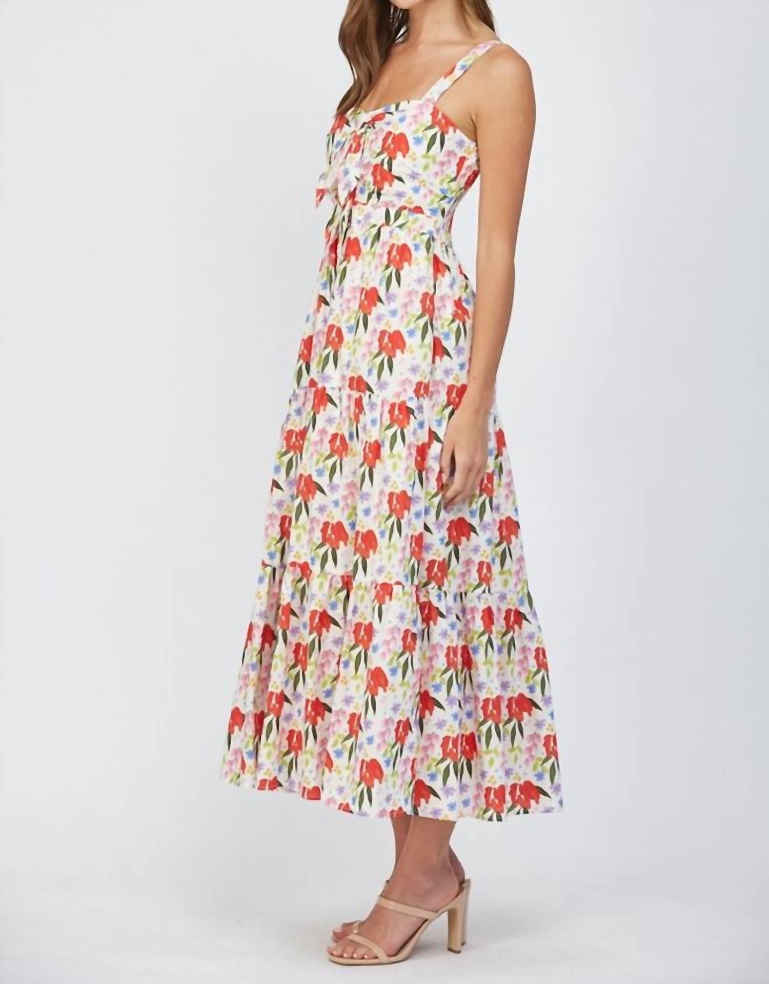 Fate - Adjustable Strap Cut Out Tie Front Maxi Dress
