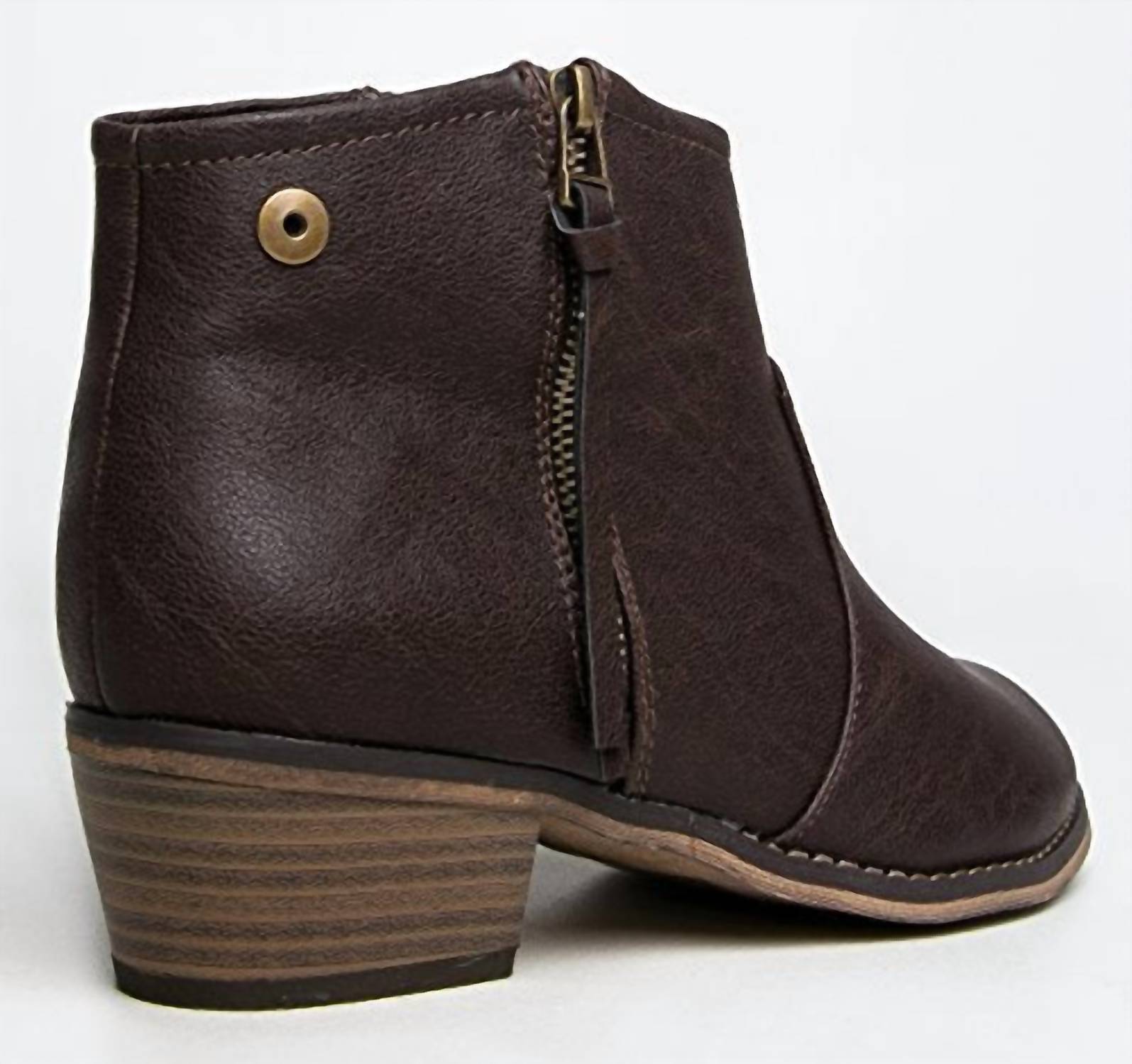 Breckelles - Women's Dorado Leatherette Zip Ankle Riding Bootie
